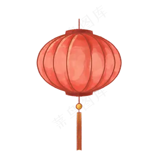 新年水彩红色灯笼