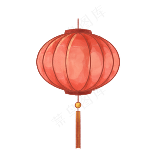 新年水彩红色灯笼