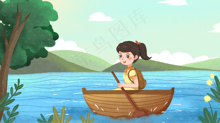 劳动节出游湖面划船