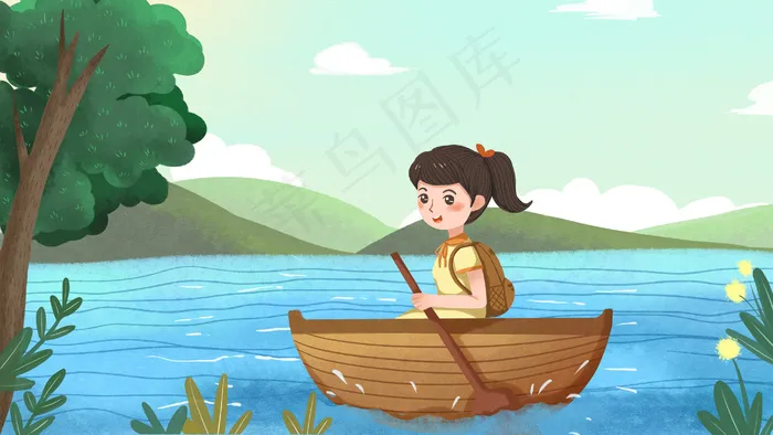 劳动节出游湖面划船(2880*1620px 300 dpi )psd模版下载