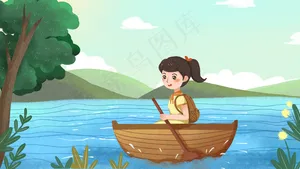 劳动节出游湖面划船