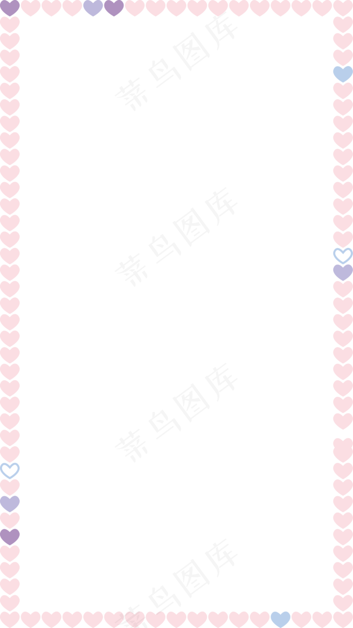 情人节粉色系简约风线上爱心边框(3000*5333px 300 dpi )ai矢量模版下载