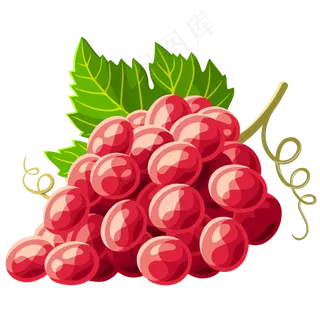 一串带叶子的红葡萄