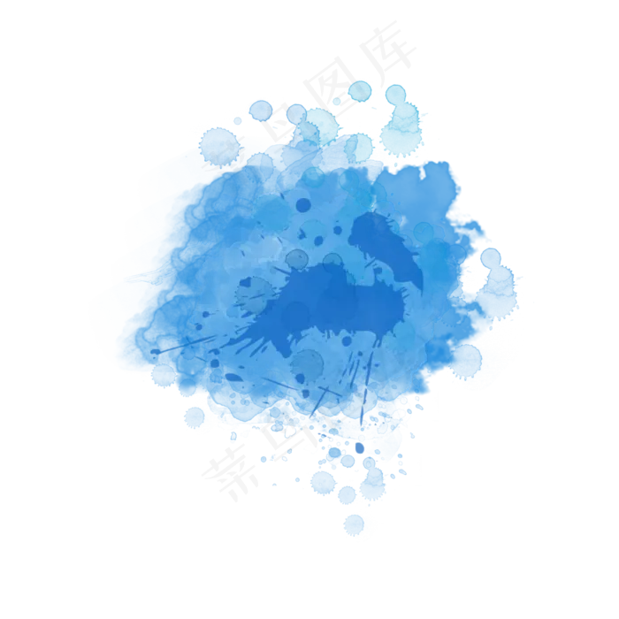 矢量手绘蓝色水彩(2000*2000px 72 dpi )psd模版下载