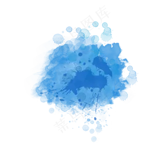 矢量手绘蓝色水彩
