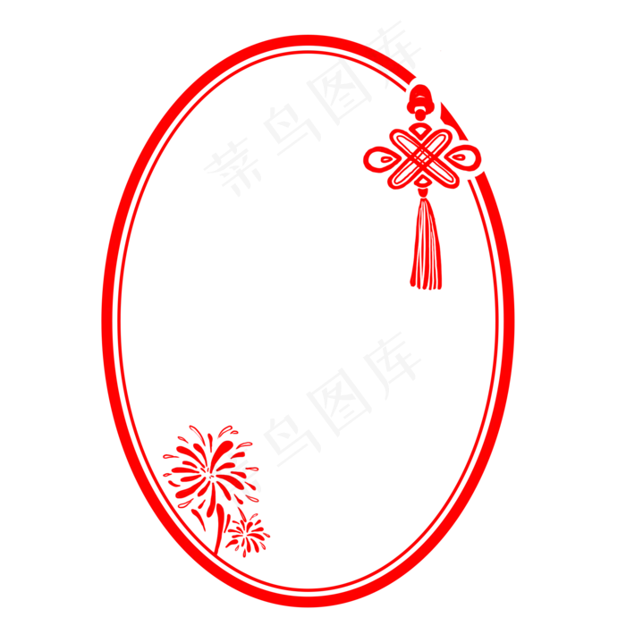 剪纸风边框中国结烟花PNG,免抠元素