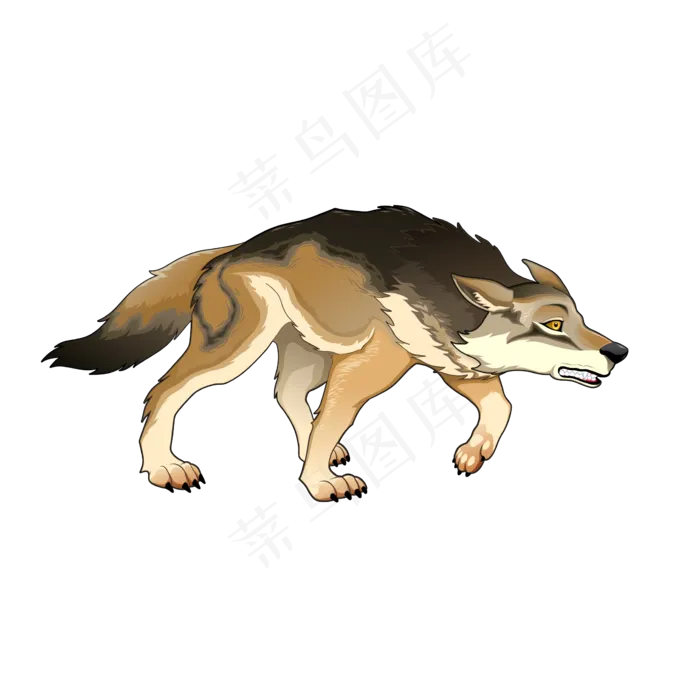 水彩偷袭的狼矢量素材(550X550)eps,ai矢量模版下载