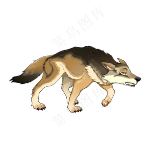 水彩偷袭的狼矢量素材