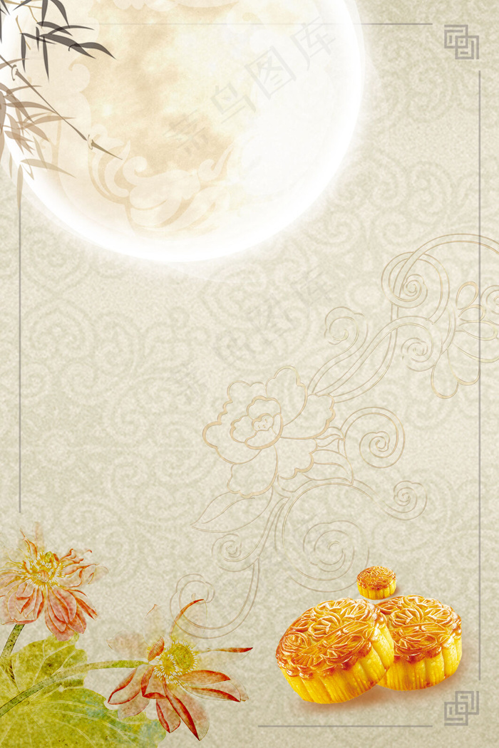 中国风中秋节古风月饼促销背景