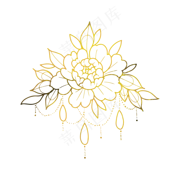 富贵喜庆金色大牡丹(2400X2400(DPI:300))psd模版下载
