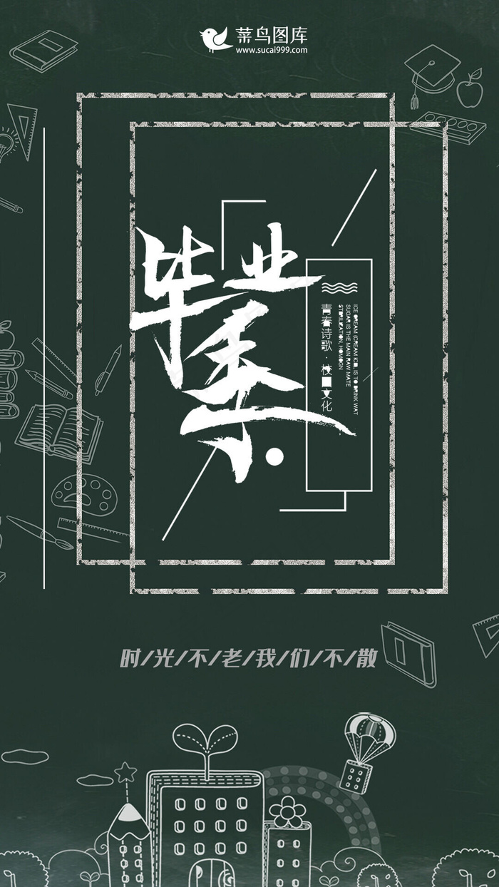 手绘风毕业季手机海报