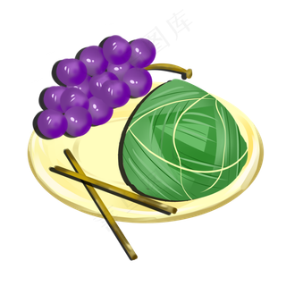 端午节手绘小清新装饰粽子葡萄图