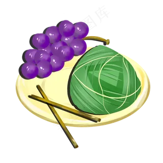 端午节手绘小清新装饰粽子葡萄图
