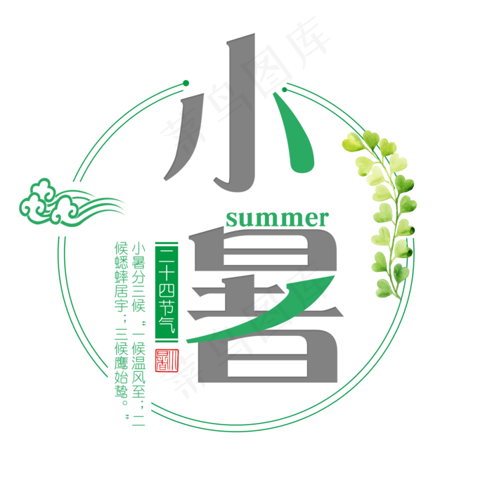 二十四节气小暑艺术字免扣PNG