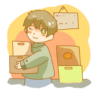 卡通搬箱子劳动少年