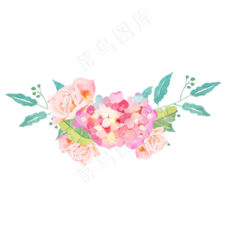 水彩绣球花玫瑰素材