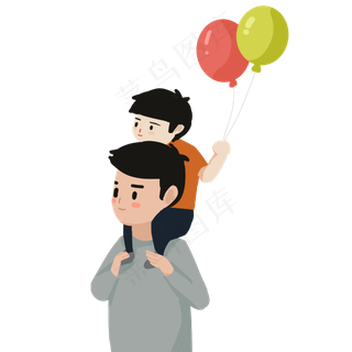 父亲节父亲背着孩子