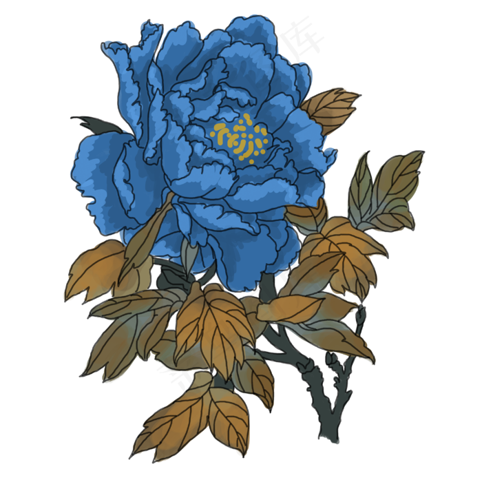 中国风手绘花卉插图,免抠元素(3000*3000px 300 dpi )psd模版下载