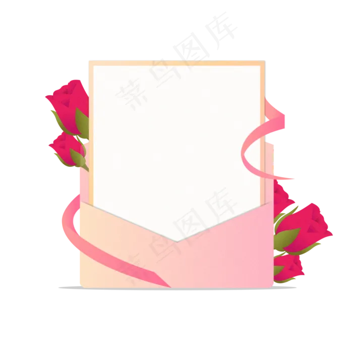 粉色信封玫瑰花(3545X5315(DPI:300))psd模版下载