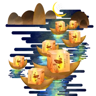 二十四节气处暑山间月牙湖水中的