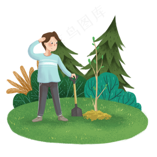 植树节种树的小孩