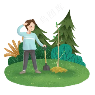 植树节种树的小孩