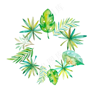 夏至夏天水彩画叶子免扣素材