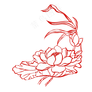 单线荷花剪纸