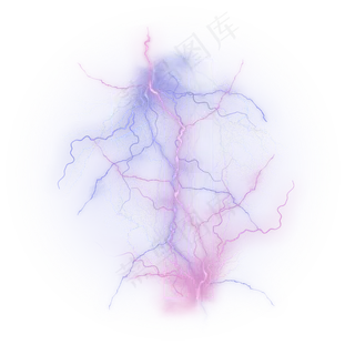 炫酷闪电蓝色紫色数字1,免抠元素艺术字