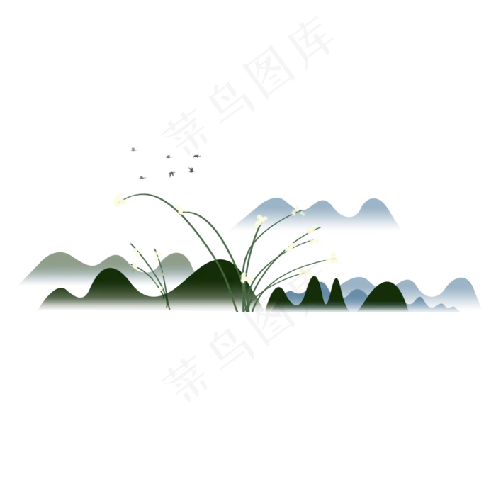 水墨中国风山水设计(2000X2000(DPI:300))psd模版下载