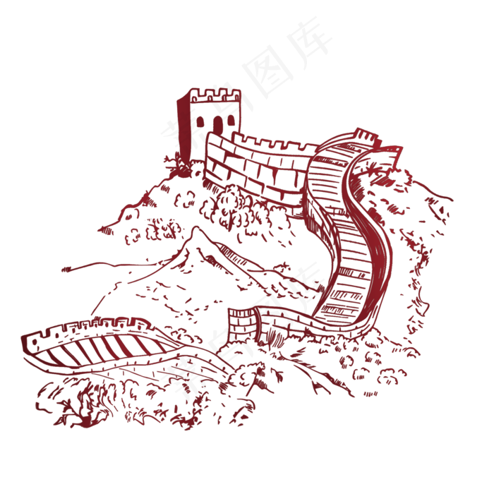 长城剪影素材png下载,免抠元素