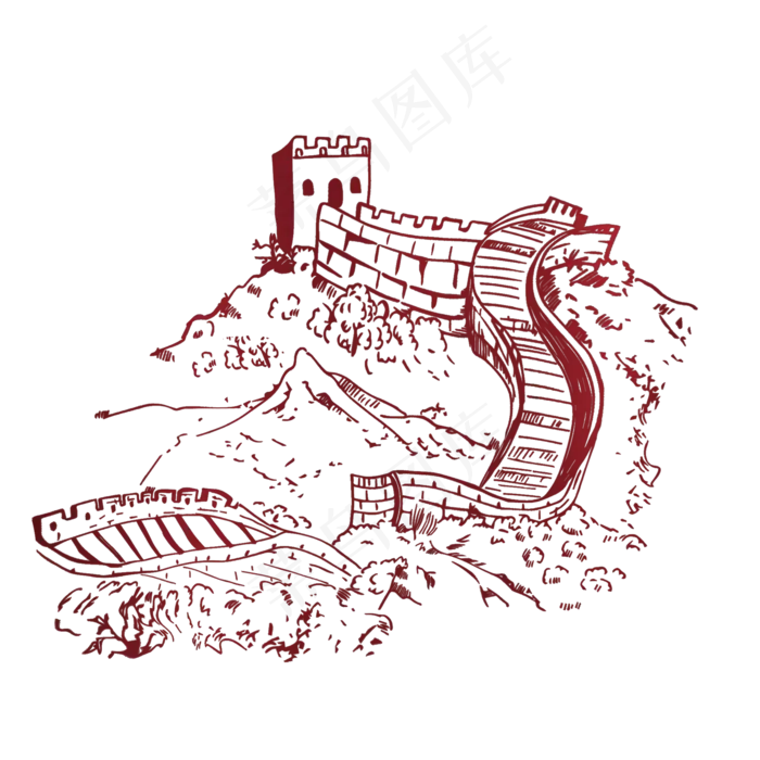 长城剪影素材png下载,免抠元素