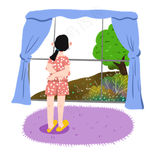 谷雨看雨景的女孩