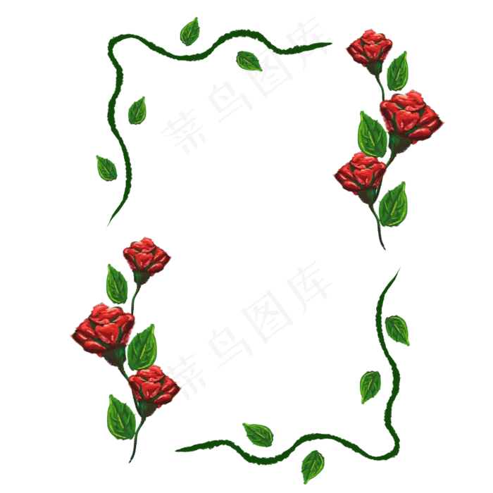 唯美浪漫的绿色植物花朵边框(3000X3000(DPI:300))psd模版下载