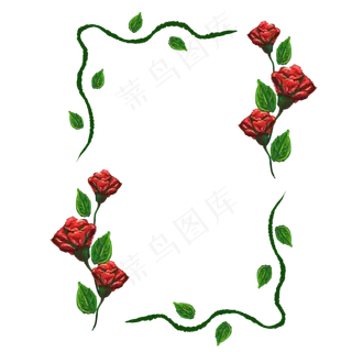 唯美浪漫的绿色植物花朵边框