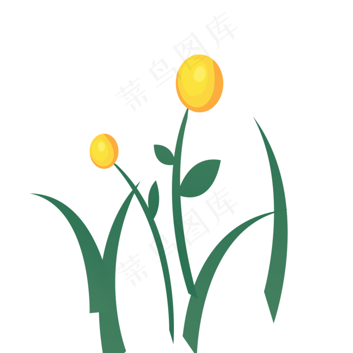 绿色的鲜花卡通植物(2000X2000(DPI:300))psd模版下载