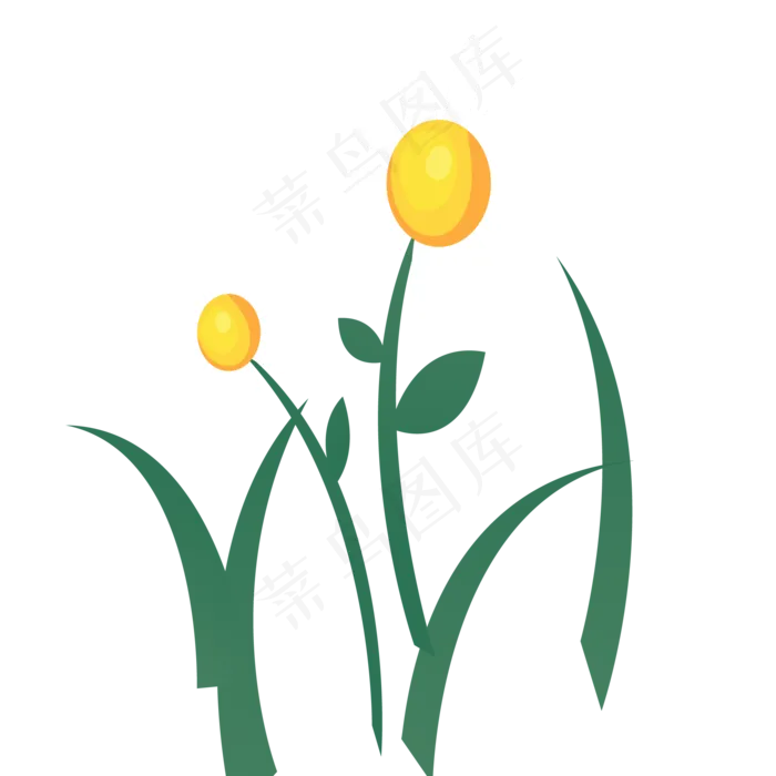 绿色的鲜花卡通植物(2000X2000(DPI:300))psd模版下载