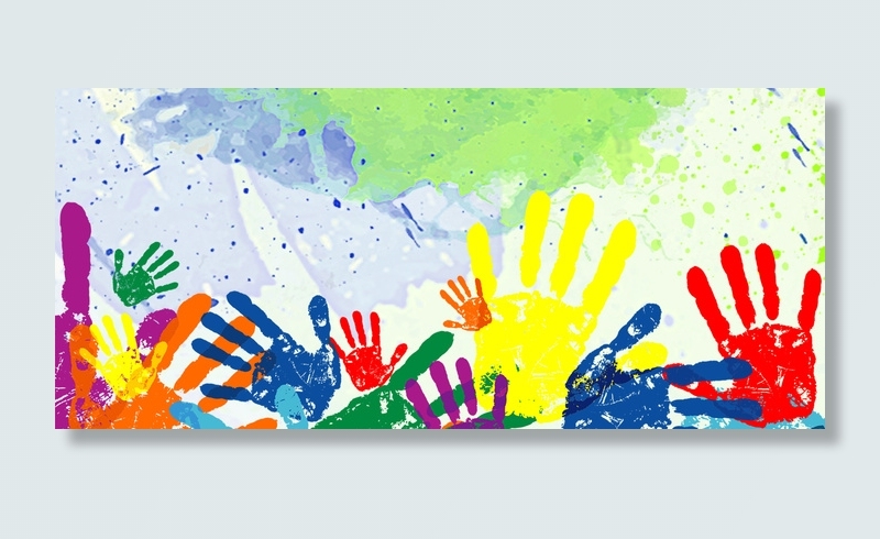 五四青年节手掌印Banner背景