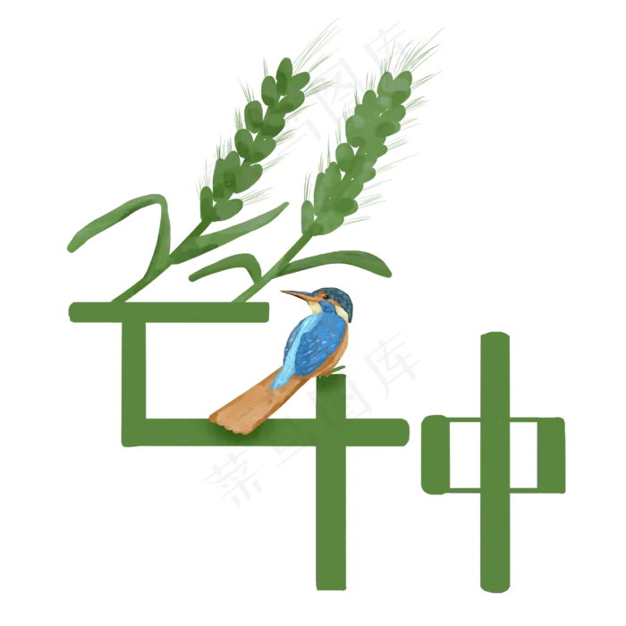 芒种带装饰免扣艺术字png素材(3000X3000(DPI:300))psd模版下载