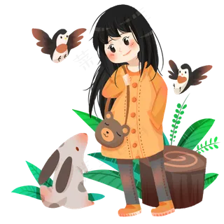 春分漂亮的小女孩,免抠元素
