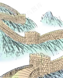 中国万里长城水墨写实