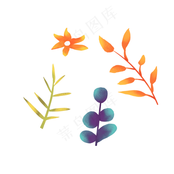 手绘秋天花花草草