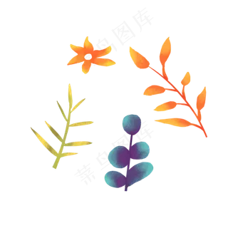 手绘秋天花花草草