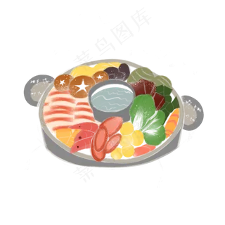 火锅扁平风格噪点png免抠图