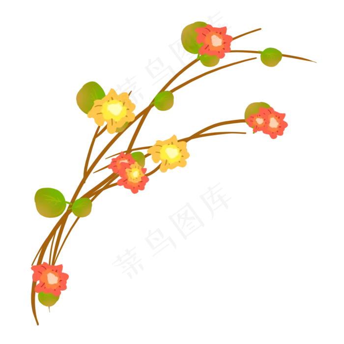 彩色树枝花藤插图