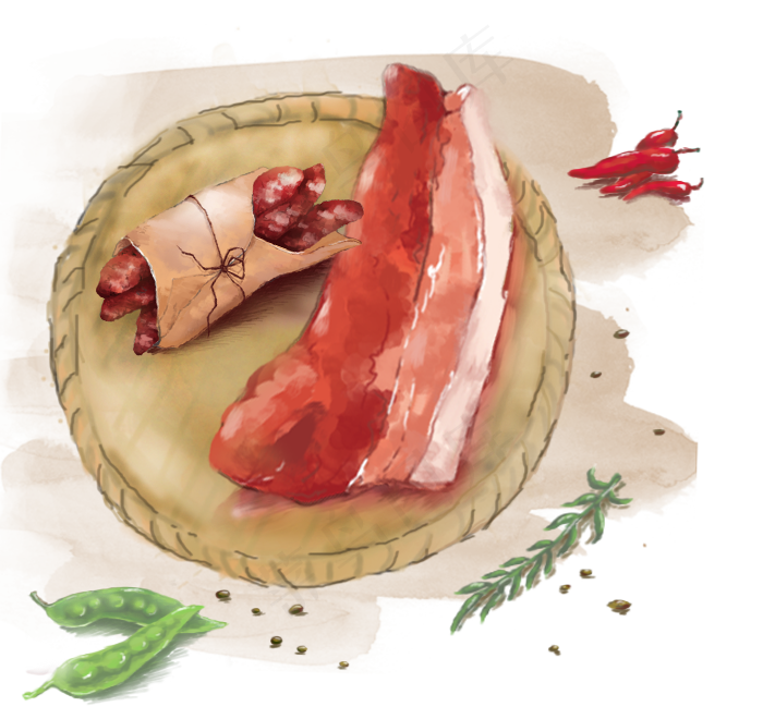 过年烟熏腊肉香肠(700X660(DPI:72))psd模版下载