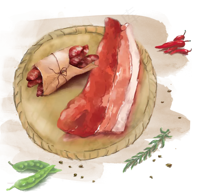 过年烟熏腊肉香肠(700X660(DPI:72))psd模版下载