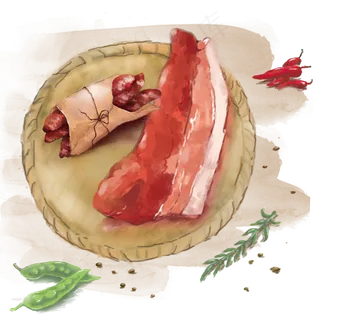 过年烟熏腊肉香肠