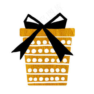 金色简约扁平风礼盒PNG免抠素材