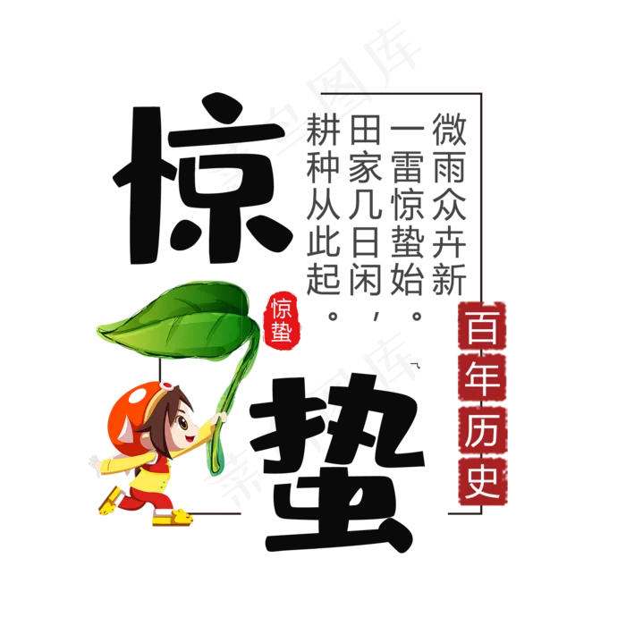 惊蛰二十四节气诗句文字 惊蛰毛笔字(1500*1749px)psd模版下载